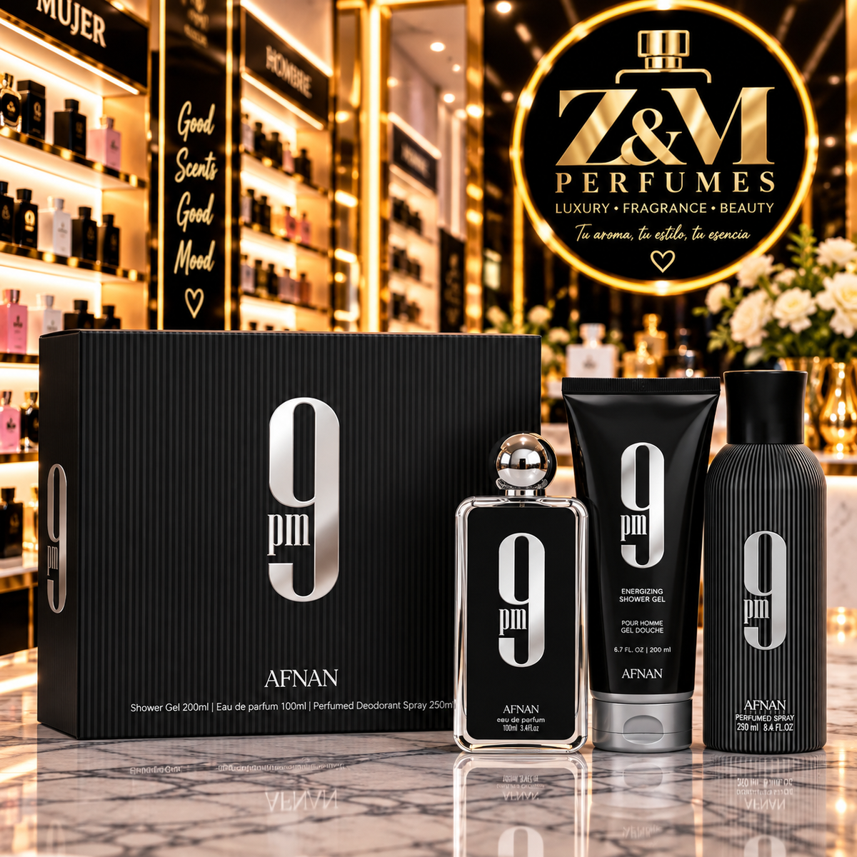 🖤 Afnan 9 PM Black — Set de 3 piezas