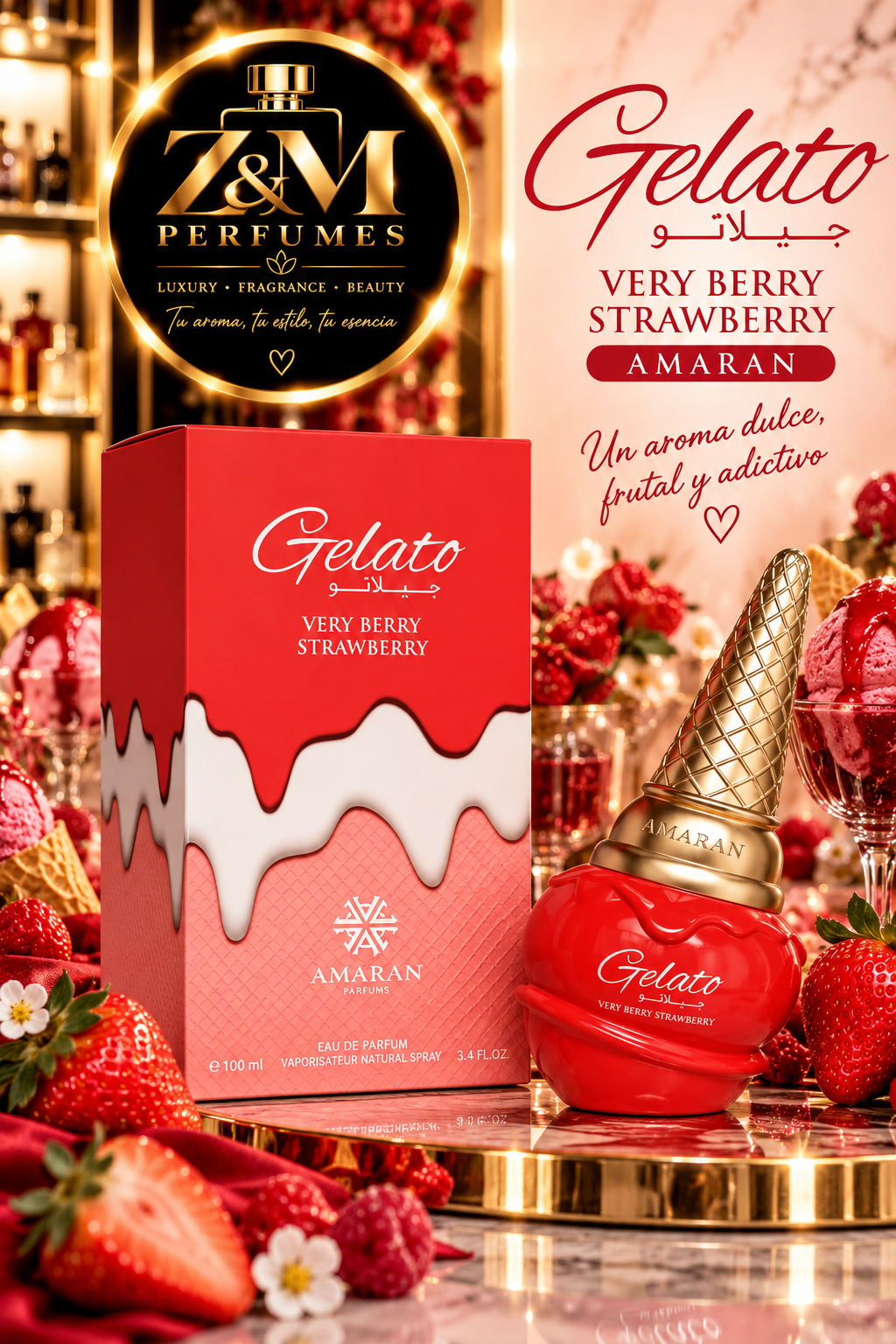 🍓🍦 Amaran Gelato Very Berry Strawberry 
100 ml / 3.4 oz — Eau de Parfum