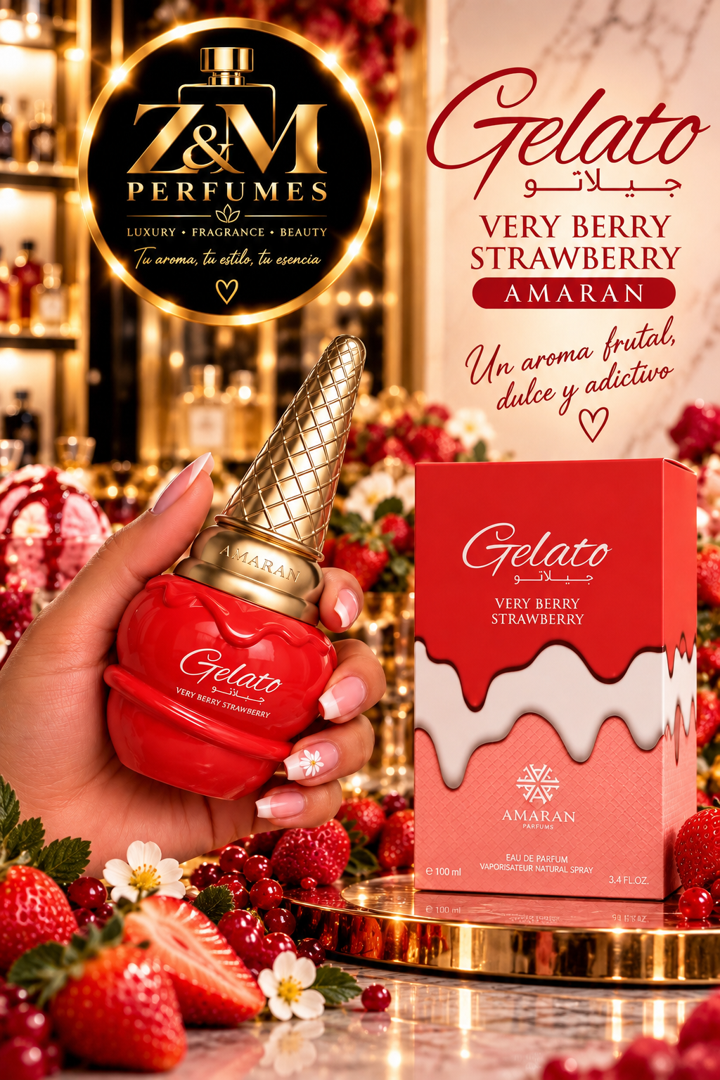 🍓🍦 Amaran Gelato Very Berry Strawberry 
100 ml / 3.4 oz — Eau de Parfum